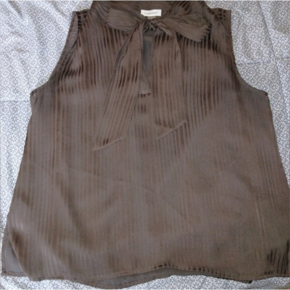 Calvin Klein Sleeveless Tie Neck Top Size XL